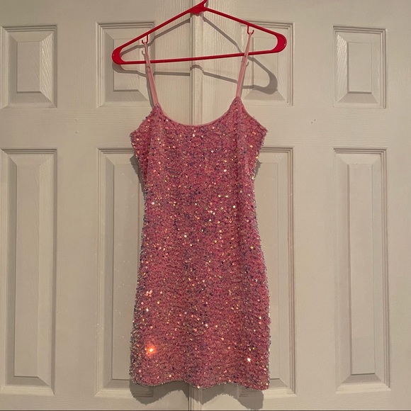 Lucy in the Sky Pink sequins cocktail style dress Womens XS - Picture 2 of 7